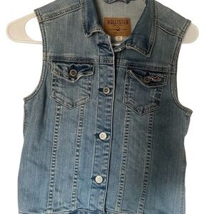 Hollister Blue Denim Vest women's size XS Excellent condition L84